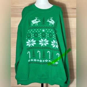 Gildan Green Holiday Crewneck Sweater unisex size 2X Christmas comedy